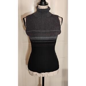 Apostrophe Sweater Junior Girl Turtle Neck Sleeveless Size XL Color Black & Grey
